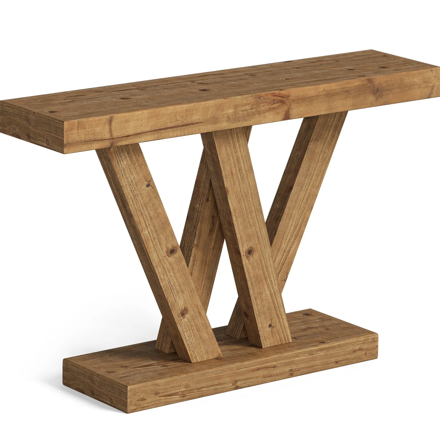 Solid Wood Console Table, 47.2" Farmhouse Sofa Table with Double V-Shape Base