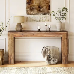 Solid Wood Console Table, 63" Entryway Sofa Table Behind Couch