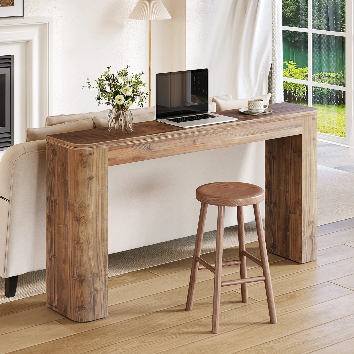 Solid Wood Console Table, 63" Entryway Sofa Table Behind Couch