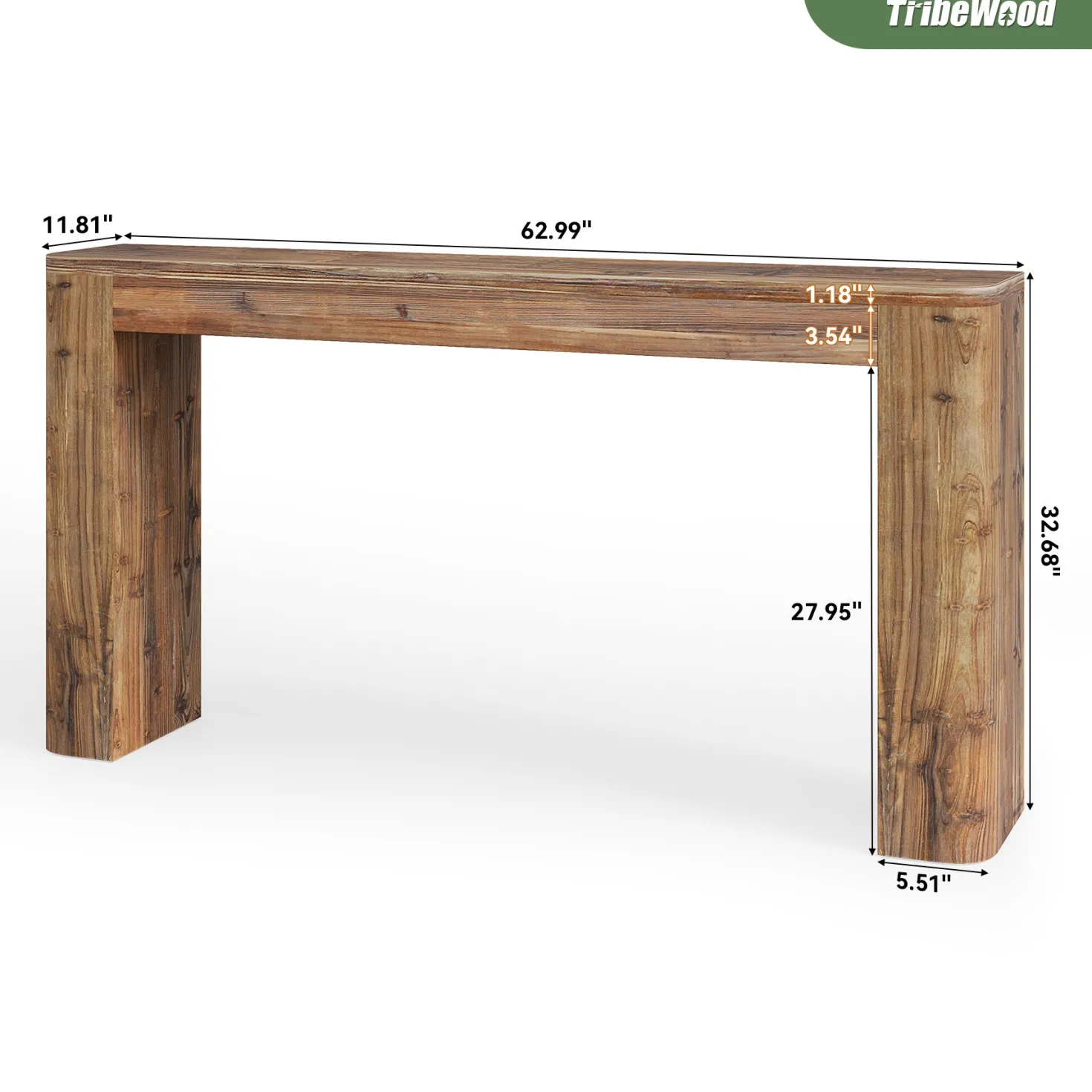 Solid Wood Console Table, 63" Entryway Sofa Table Behind Couch
