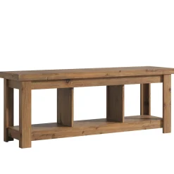 Solid Wood Console Table, 63" Sofa Entryway Table With 3 Open Shelves