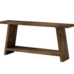 Solid Wood Console Table, 70.9" Sofa Table Behind Couch with 2-Tier Storage