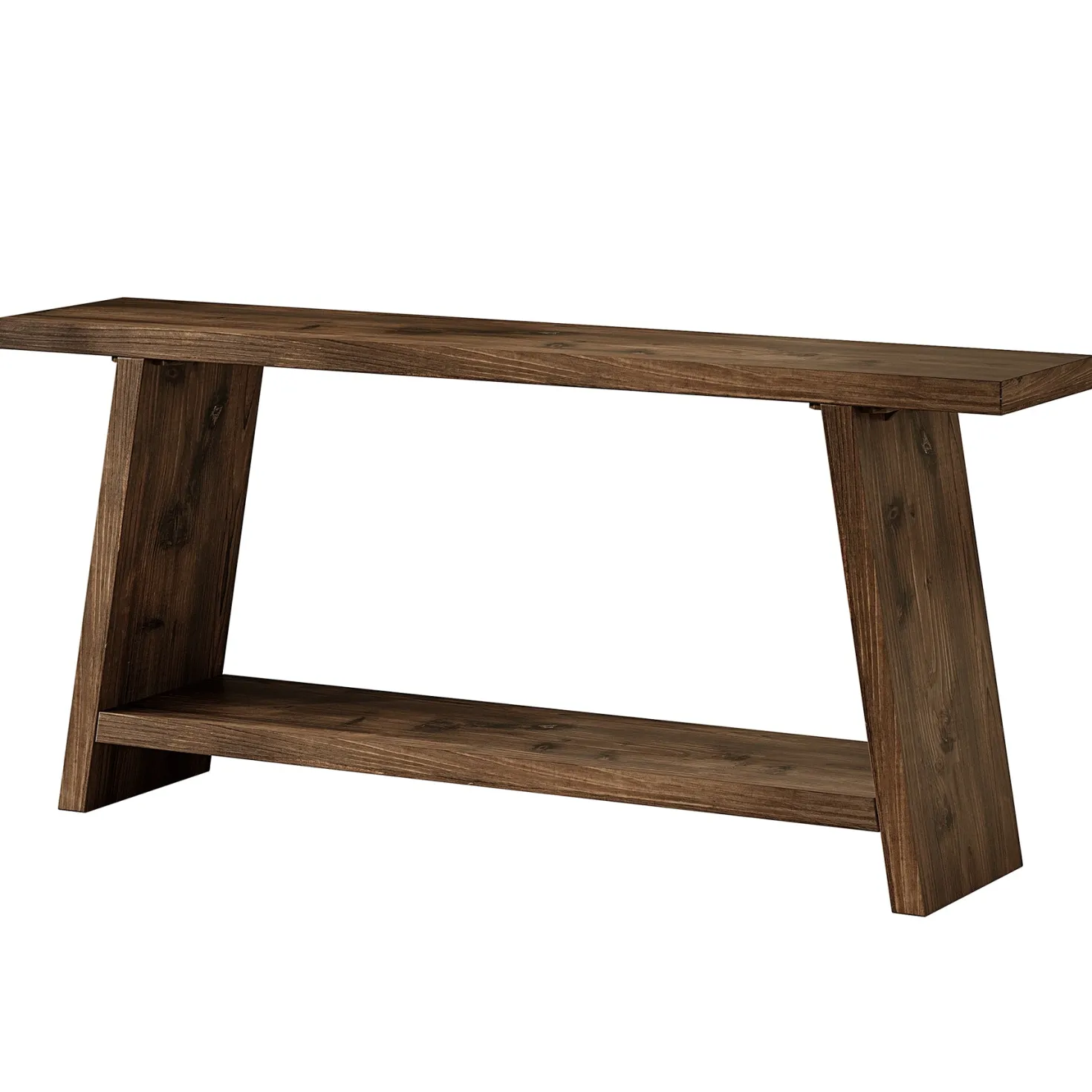 Solid Wood Console Table, 70.9" Sofa Table Behind Couch with 2-Tier Storage