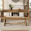 Solid Wood Dining Bench, 55.12" Kitchen Bench with Strengthened Legs