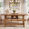 Solid Wood Dining Bench, 55" Farmhouse Kitchen Bench with Storage