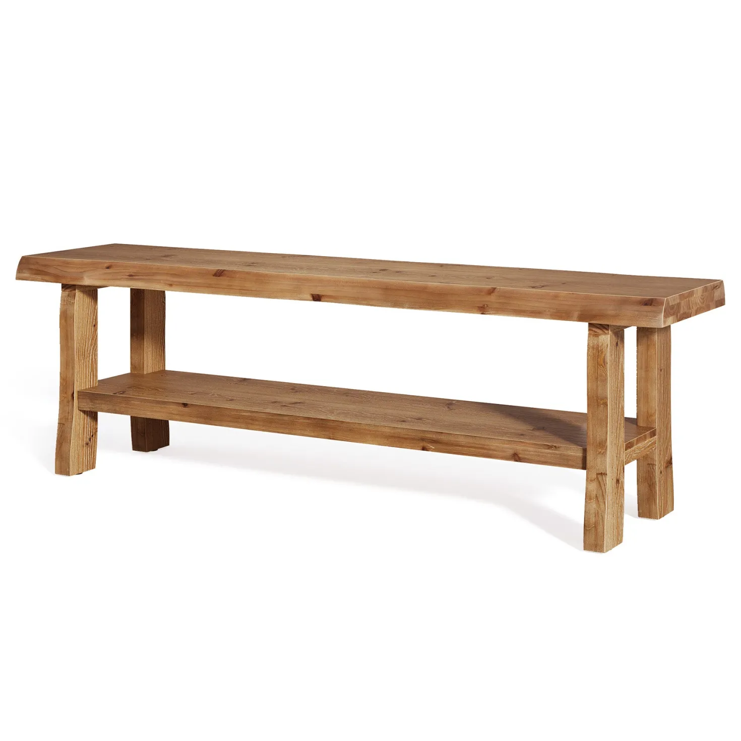 Solid Wood Dining Bench, 55" Farmhouse Kitchen Bench with Storage