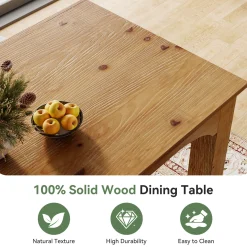 Solid Wood Dining Table, 78.7