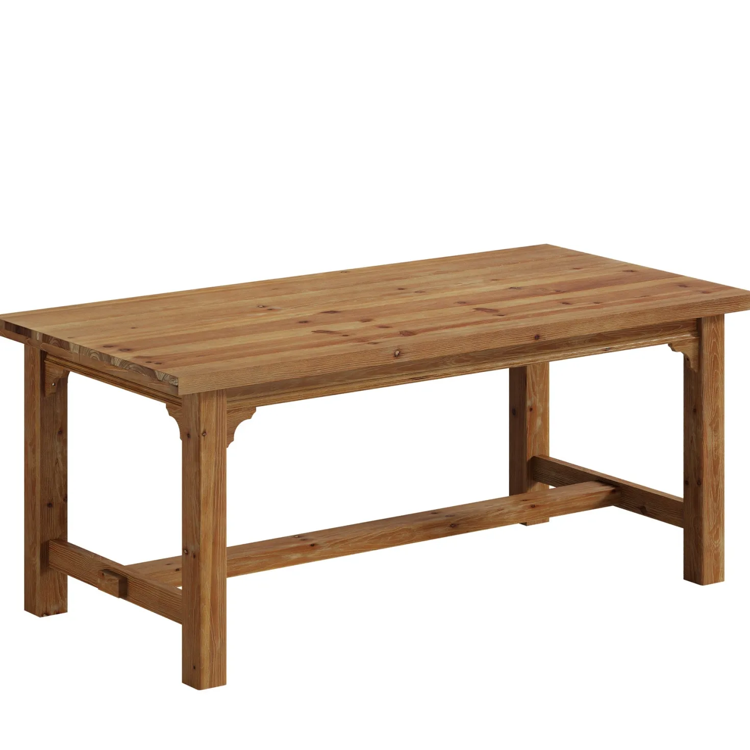 Solid Wood Dining Table, 63" Rectangular Kitchen Table with Foot Bar