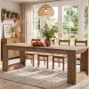 Solid Wood Dining Table, 86.6" Rectangular Kitchen Table for 8-10 People