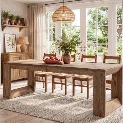 Solid Wood Dining Table, 86.6" Rectangular Kitchen Table for 8-10 People