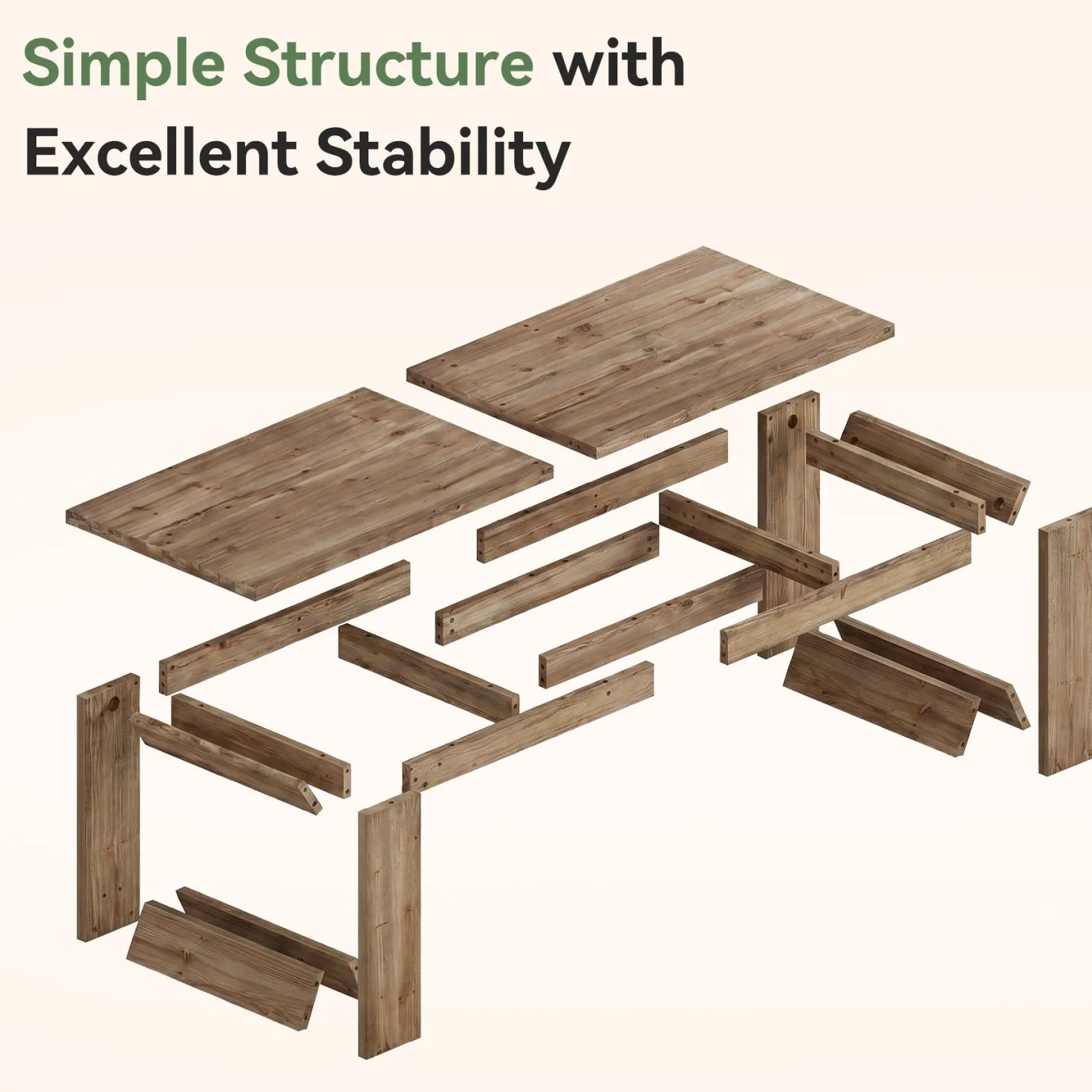 Solid Wood Dining Table, 86.6" Rectangular Kitchen Table for 8-10 People