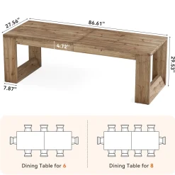 Solid Wood Dining Table, 86.6