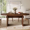 Solid Wood Dining Table, 63" Oval Kitchen Dinner Table for 4-6