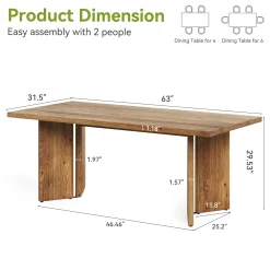 Solid Wood Dining Table, 63