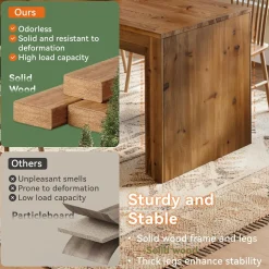 Solid Wood Dining Table for 6-10, 78.7" Rectangular Kitchen Table for Dining Room
