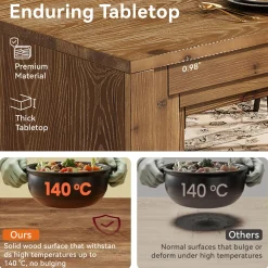 Solid Wood Dining Table for 6-10, 78.7