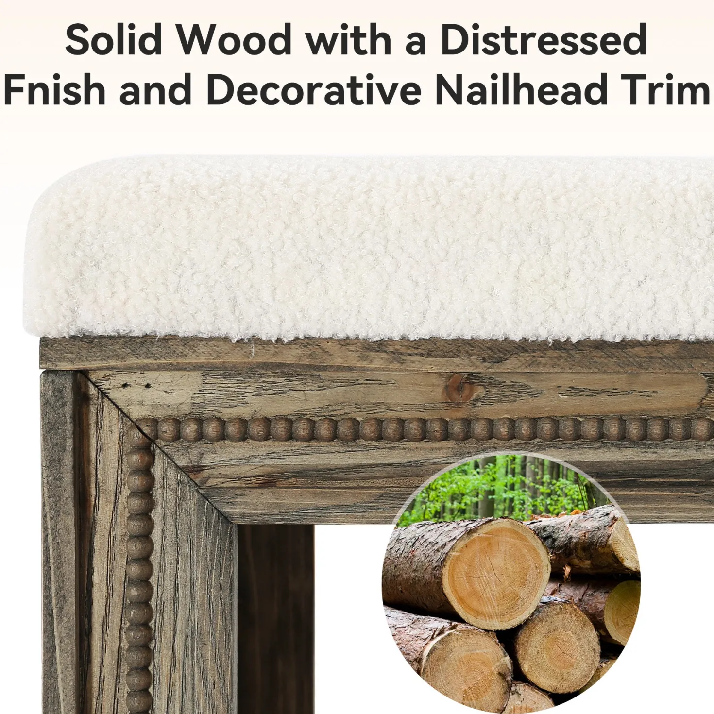 Solid Wood End of Bed Bench, 55.12" Upholstered Bed Bench with Storage for Bedroom