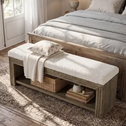 Solid Wood End of Bed Bench, 55.12