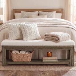 Solid Wood End of Bed Bench, 55.12