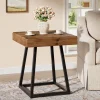Solid Wood End Table, 19.7" Square Side Table with Metal Frame