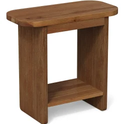 Solid Wood End Table, H-Shaped 2-Tier Side Table with Storage Shelf