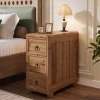 Solid Wood End Table, Narrow Side Table Nightstand with 3 Drawers