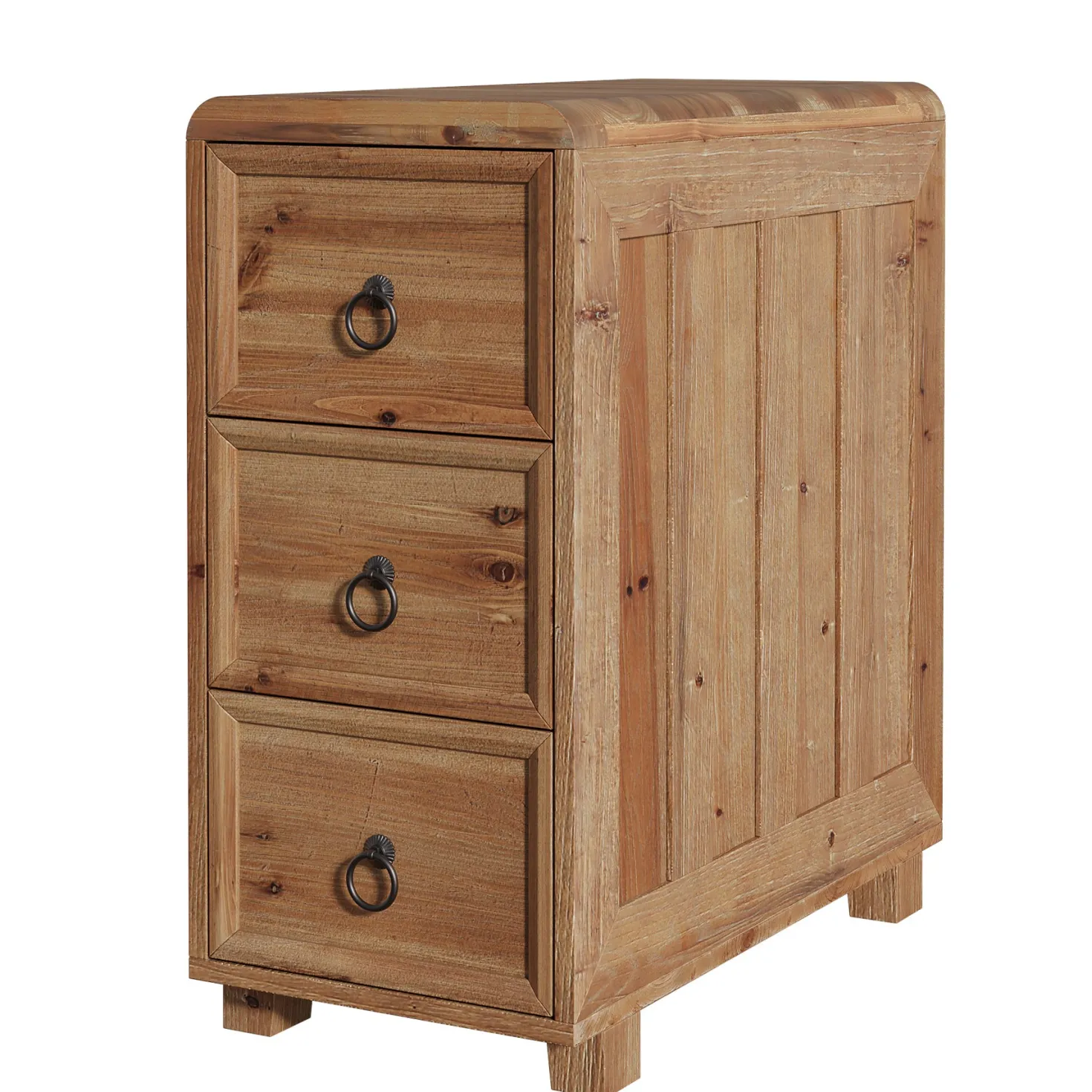 Solid Wood End Table, Narrow Side Table Nightstand with 3 Drawers