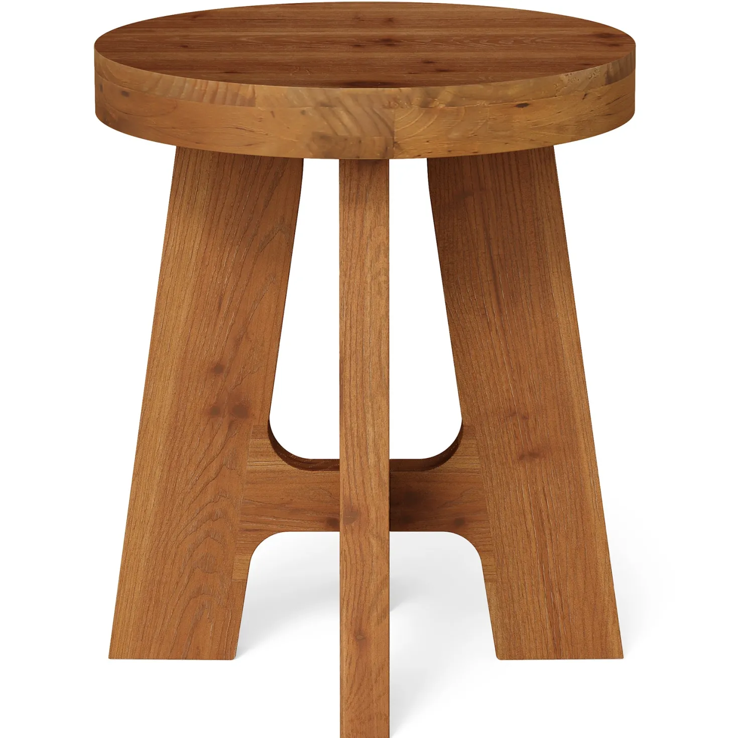 Solid Wood End Table, Round Side Table with Heavy-Duty Legs for Couch
