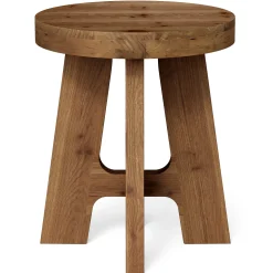 Solid Wood End Table, Round Side Table with Heavy-Duty Legs for Couch