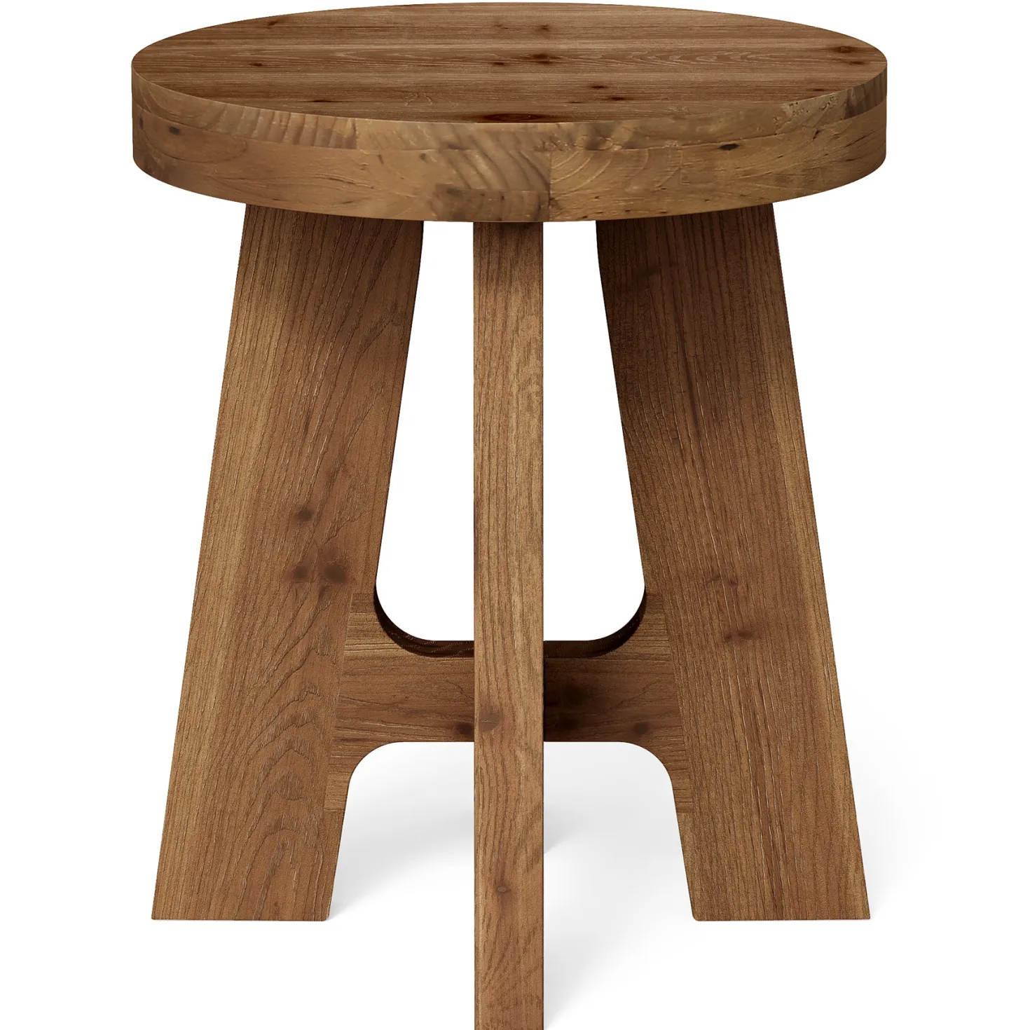 Solid Wood End Table, Round Side Table with Heavy-Duty Legs for Couch