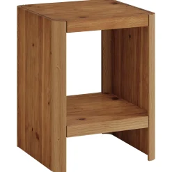 Solid Wood End Table, 2-Tier Side Table with Rounded Edges for Living Room