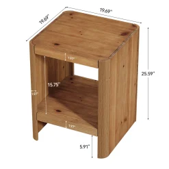 Solid Wood End Table, 2-Tier Side Table with Rounded Edges for Living Room