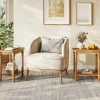 Solid Wood End Table, 2-Tier Oval Side Table with Storage Shelves