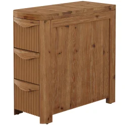 Solid Wood End Table with 3 Drawers, 24