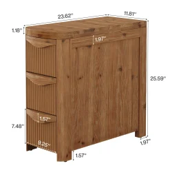 Solid Wood End Table with 3 Drawers, 24