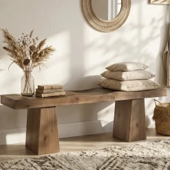 Solid Wood Entryway Bench, 59