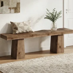 Solid Wood Entryway Bench, 59