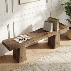 Solid Wood Entryway Bench, 59