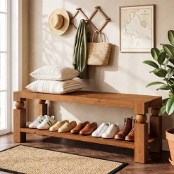 Solid Wood Entryway Bench, 47
