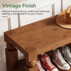 Solid Wood Entryway Bench, 47