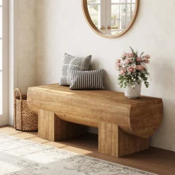 Solid Wood Entryway Bench, 47
