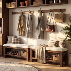 Solid Wood Entryway Bench Set, 55
