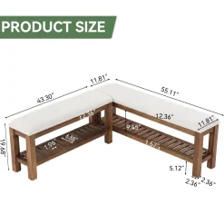 Solid Wood Entryway Bench Set, 55