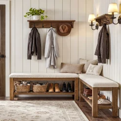 Solid Wood Entryway Bench Set, 55