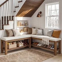 Solid Wood Entryway Bench Set, 55
