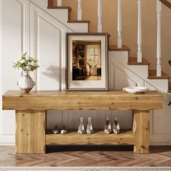 Solid Wood Entryway Shoe Bench, 63