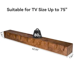 Solid Wood Floating TV Stand, 63
