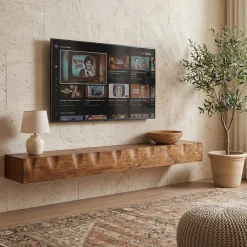 Solid Wood Floating TV Stand, 63
