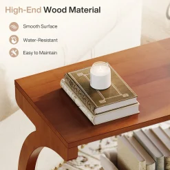 Solid Wood Nightstand, 23.62" Bedside Table with 2-Tier Storage Shelf