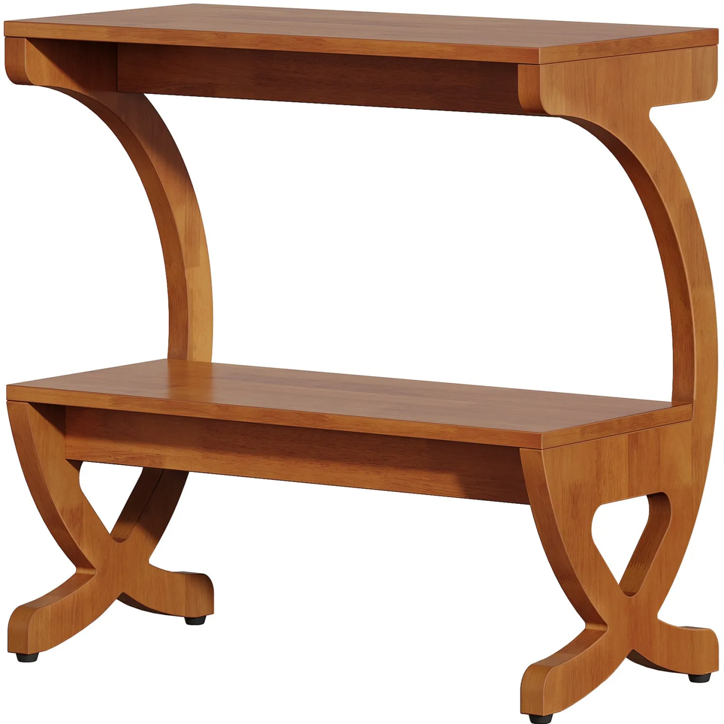 Solid Wood Nightstand, 23.62" Bedside Table with 2-Tier Storage Shelf
